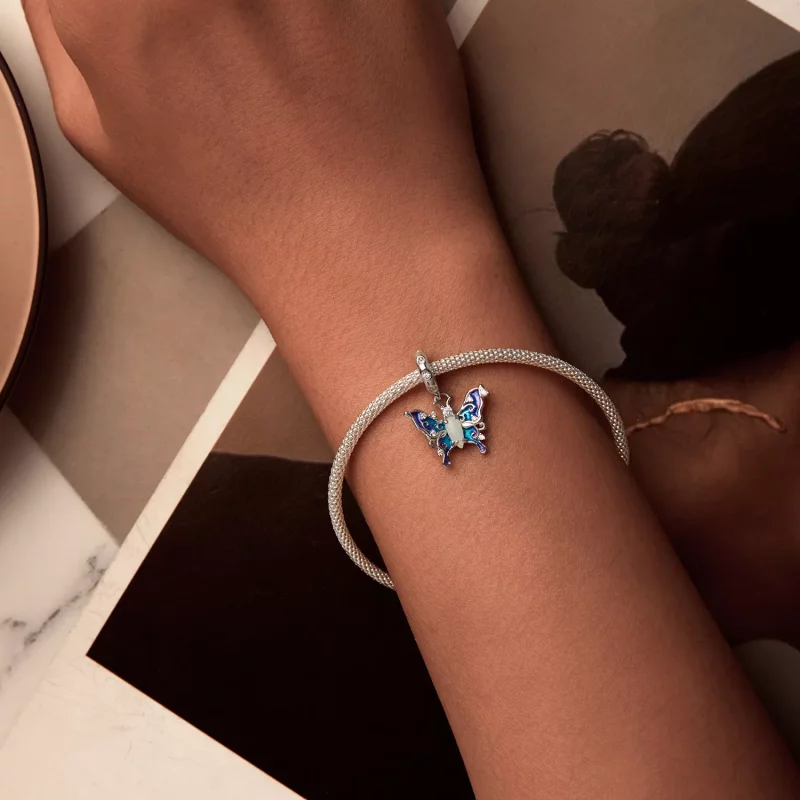 (imagen para) Colgante de mariposa luminosa de colores estilo PANDORA - SCC2731 - Ver 2