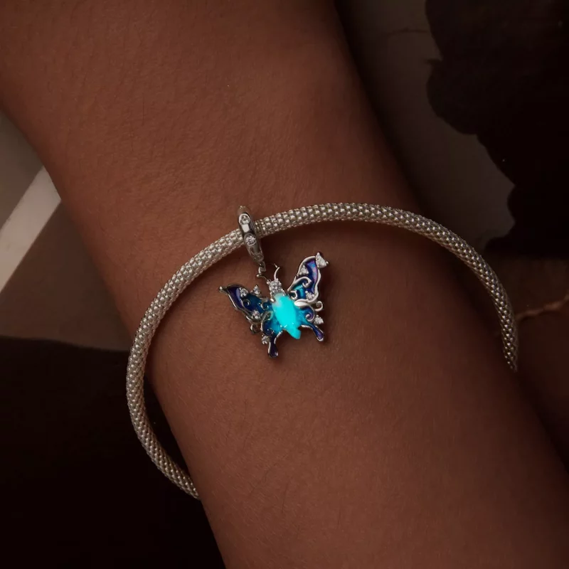 (imagen para) Colgante de mariposa luminosa de colores estilo PANDORA - SCC2731 - Ver 5