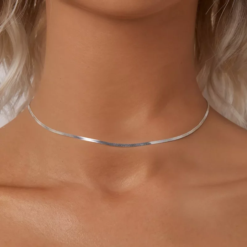 (imagen para) Collar básico con cadena de hueso de serpiente estilo PANDORA - BSA008 - Ver 5