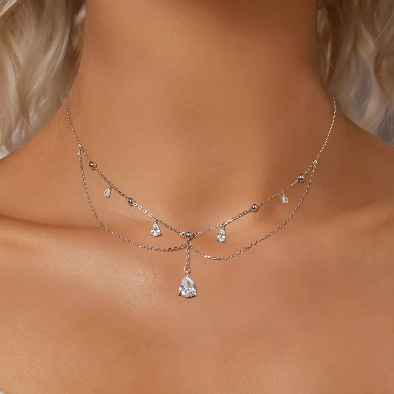 (imagen para) Collar con borlas y gotas de agua estilo PANDORA - BSN383 - Ver 5