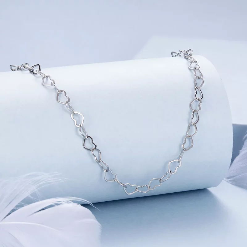 (imagen para) Collar con cadena de corazón estilo PANDORA - BSA005 - Ver 2