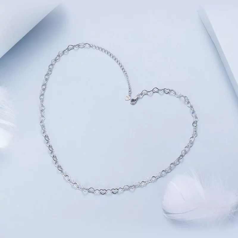 (imagen para) Collar con cadena de corazón estilo PANDORA - BSA005 - Ver 3