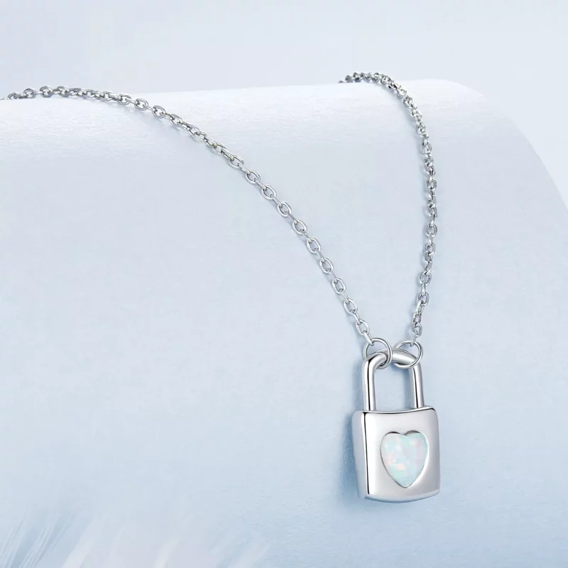 (imagen para) Collar con candado de corazón estilo PANDORA - BSN377 - Ver 2