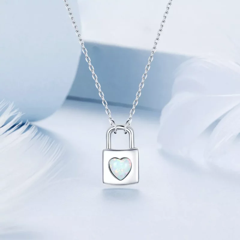(imagen para) Collar con candado de corazón estilo PANDORA - BSN377 - Ver 3