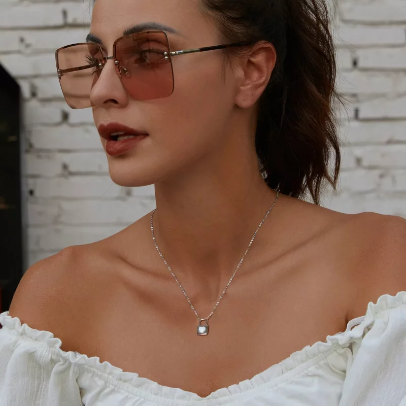 (imagen para) Collar con candado de corazón estilo PANDORA - BSN377 - Ver 6