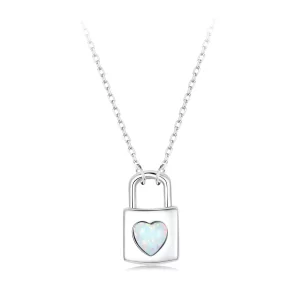 Collar con candado de corazón estilo PANDORA - BSN377 (imagen para) Collar con candado de corazón estilo PANDORA - BSN377
