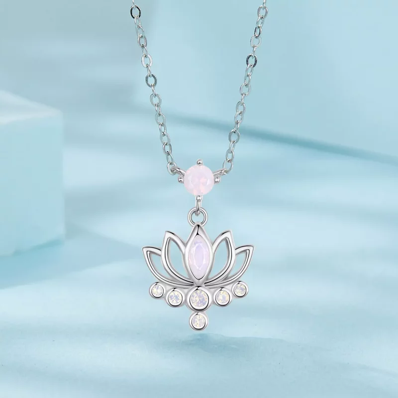 (imagen para) Collar con flor de loto estilo PANDORA - SCN520 - Ver 3