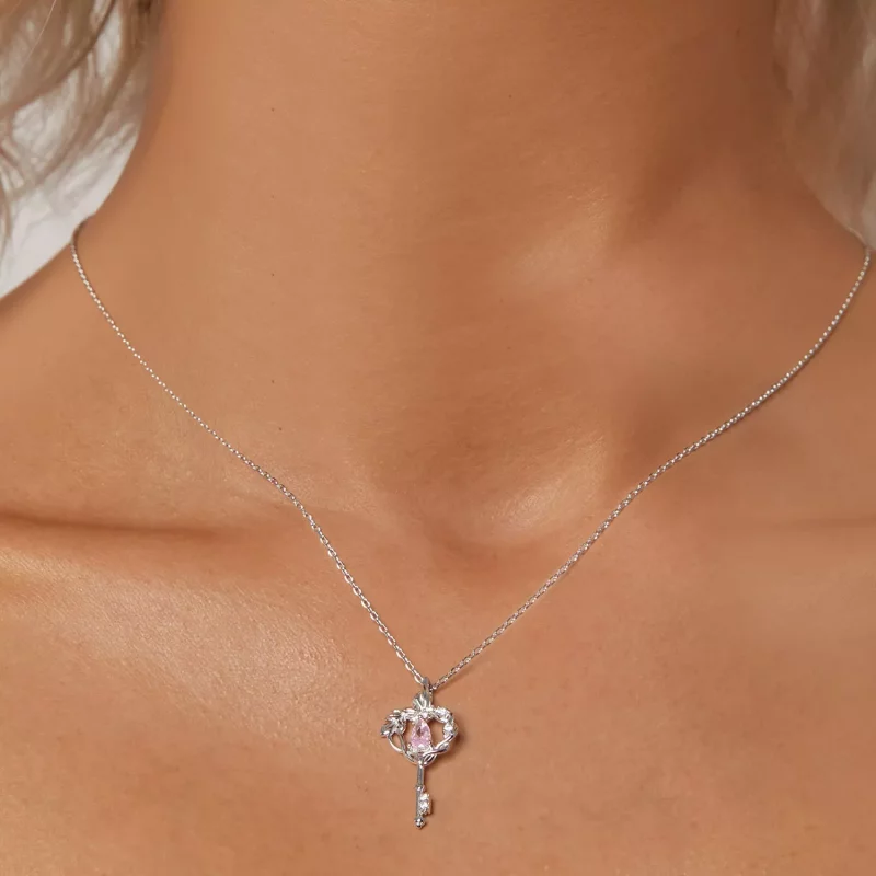 (imagen para) Collar con forma de mariposa y llave en forma de corazón estilo PANDORA - SCN518 - Ver 5
