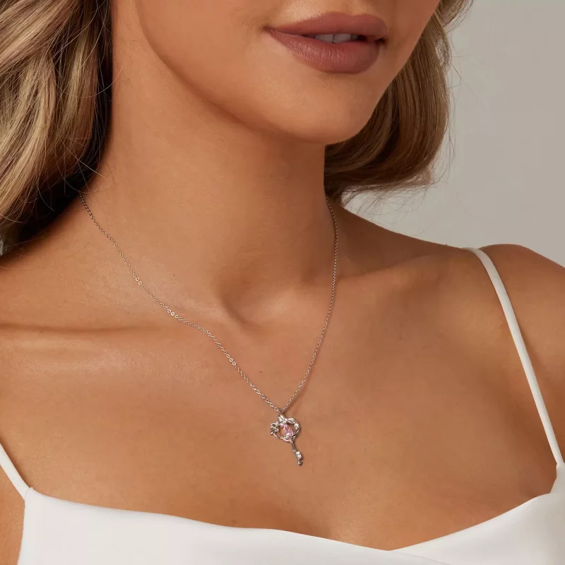 (imagen para) Collar con forma de mariposa y llave en forma de corazón estilo PANDORA - SCN518 - Ver 7
