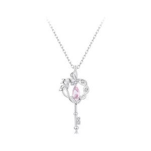 (imagen para) Collar con forma de mariposa y llave en forma de corazón estilo PANDORA - SCN518
