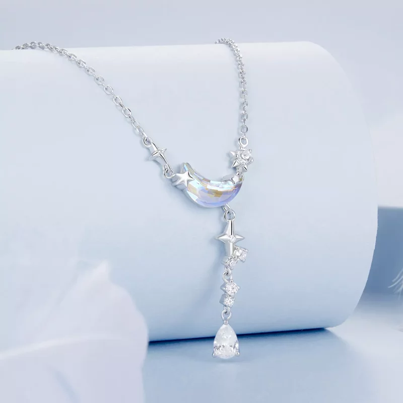 (imagen para) Collar con galaxia y luna estilo PANDORA - BSN380 - Ver 2