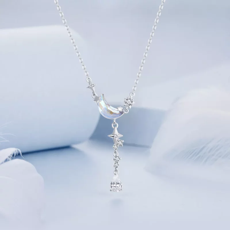 (imagen para) Collar con galaxia y luna estilo PANDORA - BSN380 - Ver 3