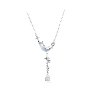 (imagen para) Collar con galaxia y luna estilo PANDORA - BSN380