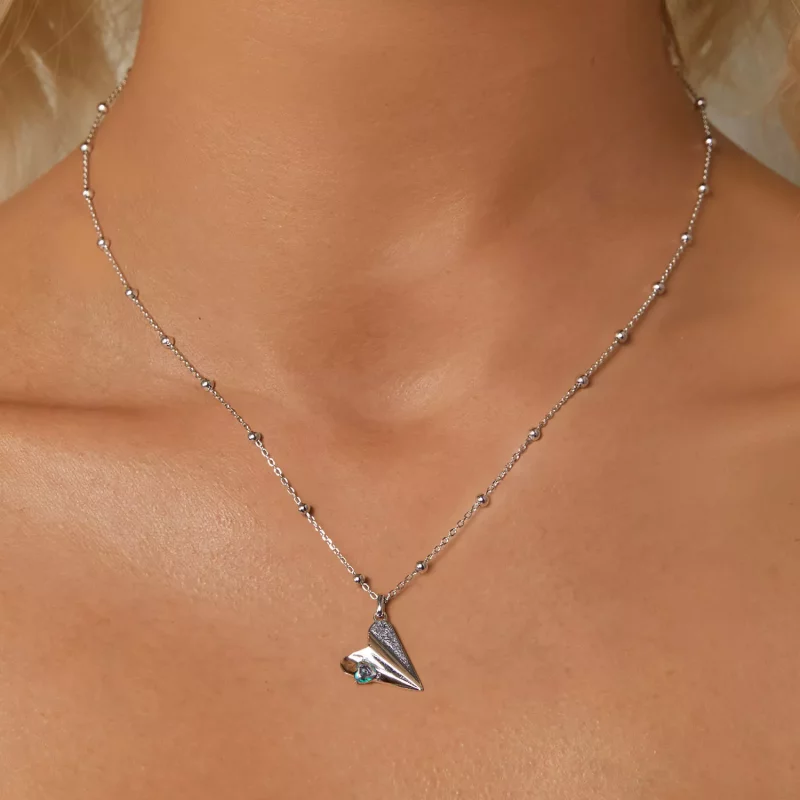 (imagen para) Collar de avión en color negro estilo PANDORA - SCN516 - Ver 5