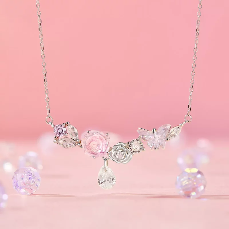 (imagen para) Collar de mariposa y flor de fantasía estilo PANDORA - SCN521 - Ver 2