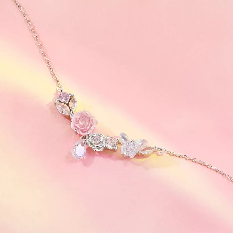 (imagen para) Collar de mariposa y flor de fantasía estilo PANDORA - SCN521 - Ver 3