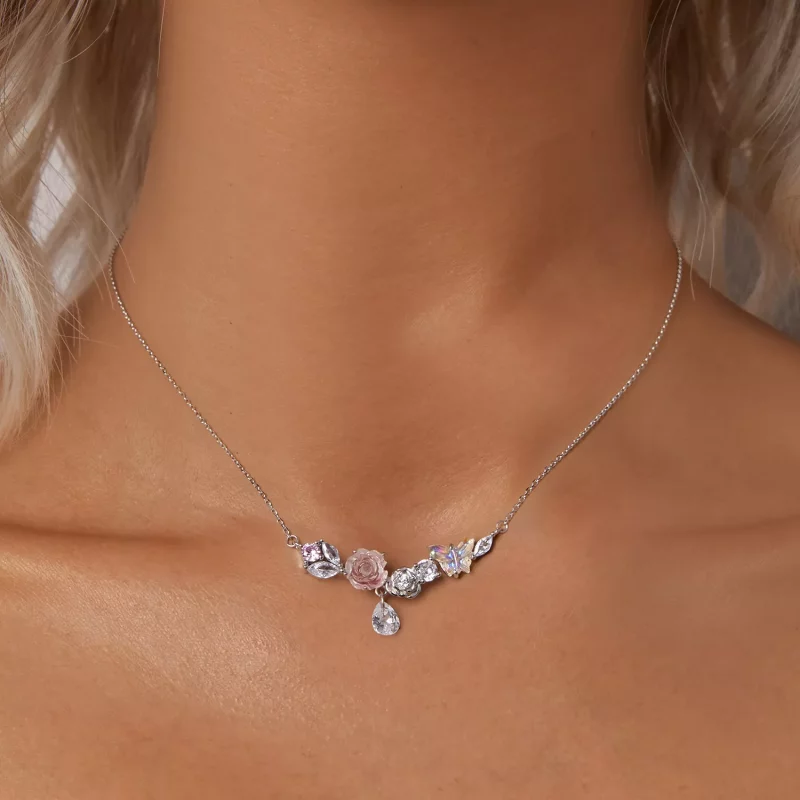 (imagen para) Collar de mariposa y flor de fantasía estilo PANDORA - SCN521 - Ver 5