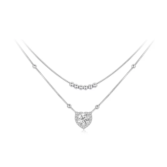 (imagen para) Collar de moissanita doble estilo PANDORA (un certificado) - MSN033