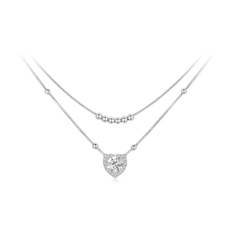 (imagen para) Collar de moissanita doble estilo PANDORA (un certificado) - MSN033