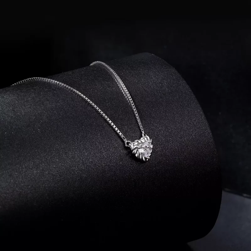 (imagen para) Collar de moissanita en forma de corazón con estilo PANDORA (un certificado) - M - Ver 2