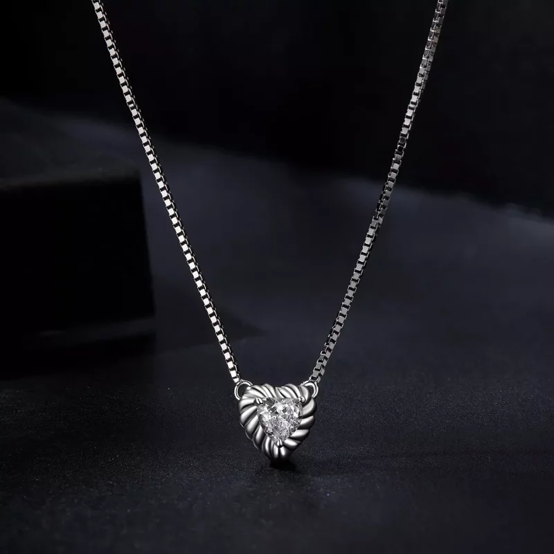 (imagen para) Collar de moissanita en forma de corazón con estilo PANDORA (un certificado) - M - Ver 3