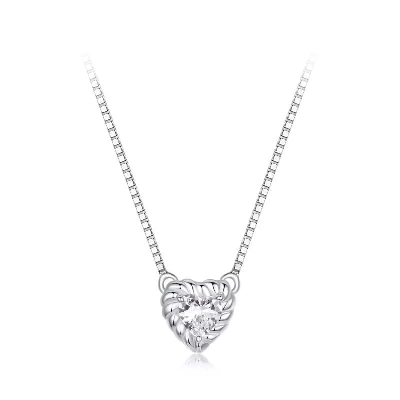 (imagen para) Collar de moissanita en forma de corazón con estilo PANDORA (un certificado) - MSN032