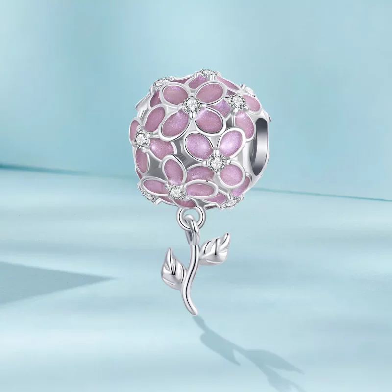(imagen para) Cuentas de bola con forma de flor rosa estilo PANDORA - SCC2738 - Ver 2