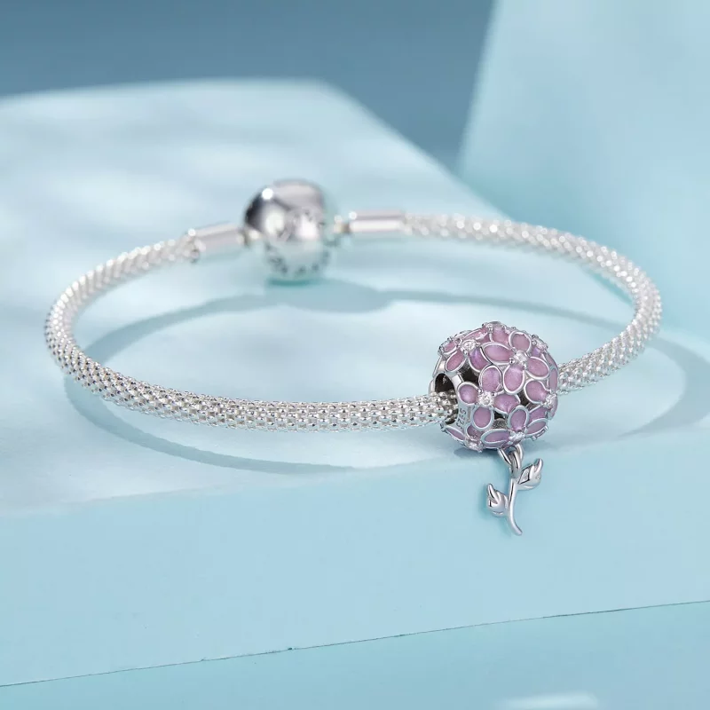 (imagen para) Cuentas de bola con forma de flor rosa estilo PANDORA - SCC2738 - Ver 3