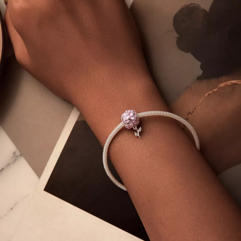(imagen para) Cuentas de bola con forma de flor rosa estilo PANDORA - SCC2738 - Ver 6