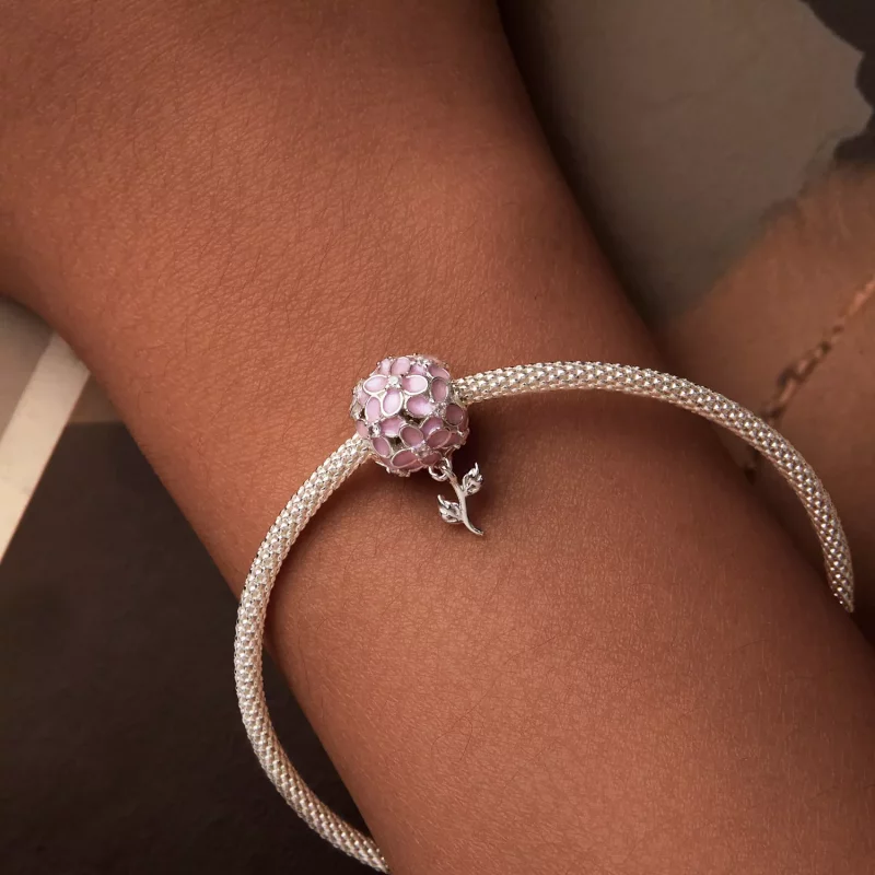 (imagen para) Cuentas de bola con forma de flor rosa estilo PANDORA - SCC2738 - Ver 7