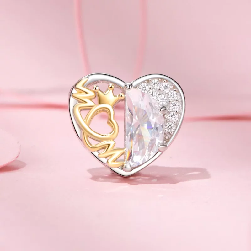(imagen para) Cuentas de corazón de mamá estilo PANDORA - BSC1002 - Ver 2