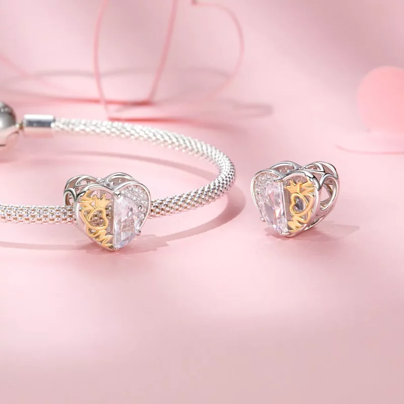 (imagen para) Cuentas de corazón de mamá estilo PANDORA - BSC1002 - Ver 4