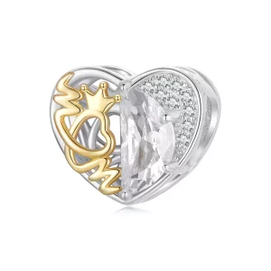Cuentas de corazón de mamá estilo PANDORA - BSC1002 (imagen para) Cuentas de corazón de mamá estilo PANDORA - BSC1002