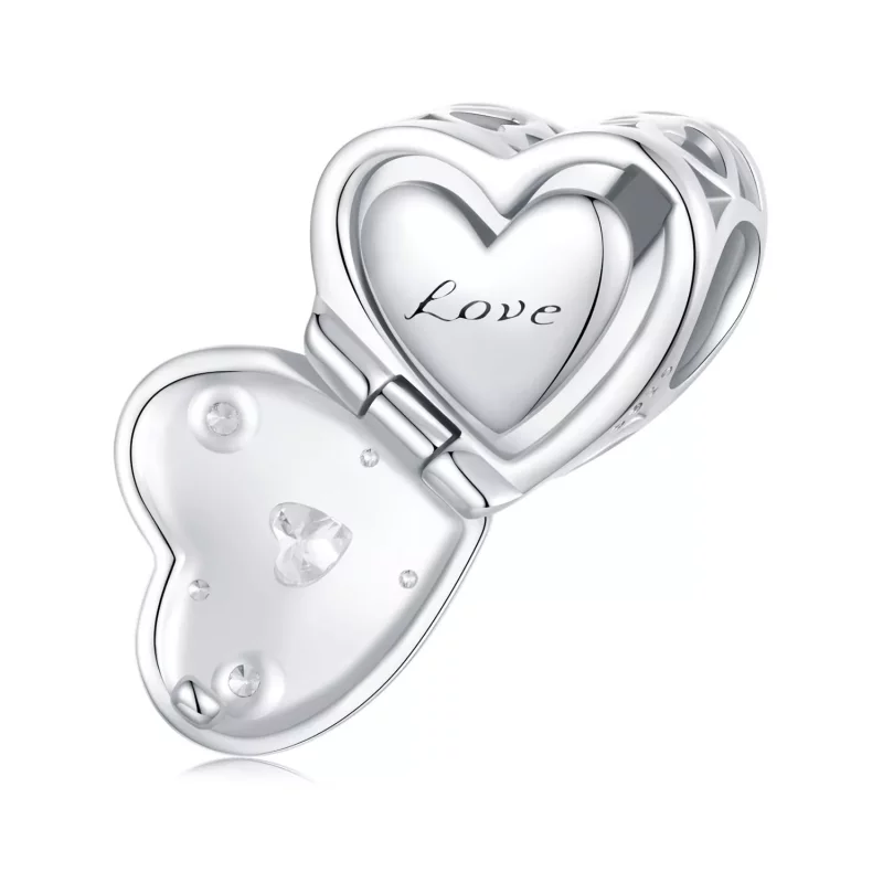 (imagen para) Cuentas de corazón que se abren y cierran para San Valentín, estilo PANDORA - BS - Ver 2