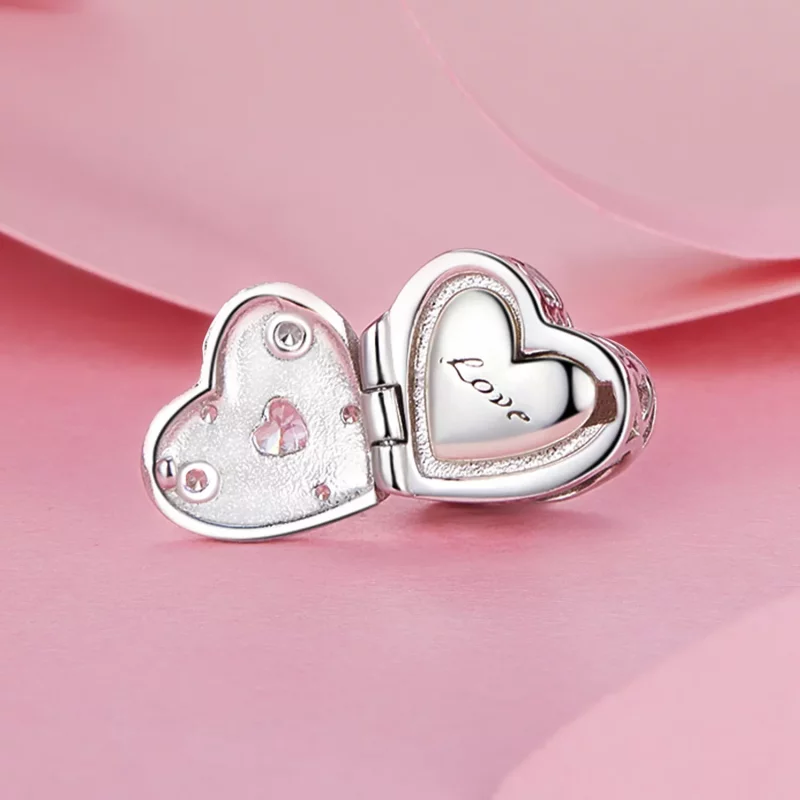 (imagen para) Cuentas de corazón que se abren y cierran para San Valentín, estilo PANDORA - BS - Ver 4