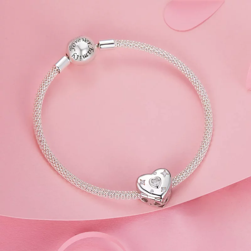 (imagen para) Cuentas de corazón que se abren y cierran para San Valentín, estilo PANDORA - BS - Ver 6