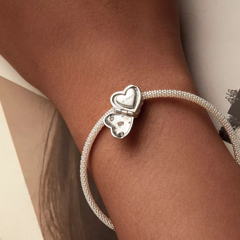 (imagen para) Cuentas de corazón que se abren y cierran para San Valentín, estilo PANDORA - BS - Ver 10