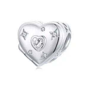 (imagen para) Cuentas de corazón que se abren y cierran para San Valentín, estilo PANDORA - BSC973