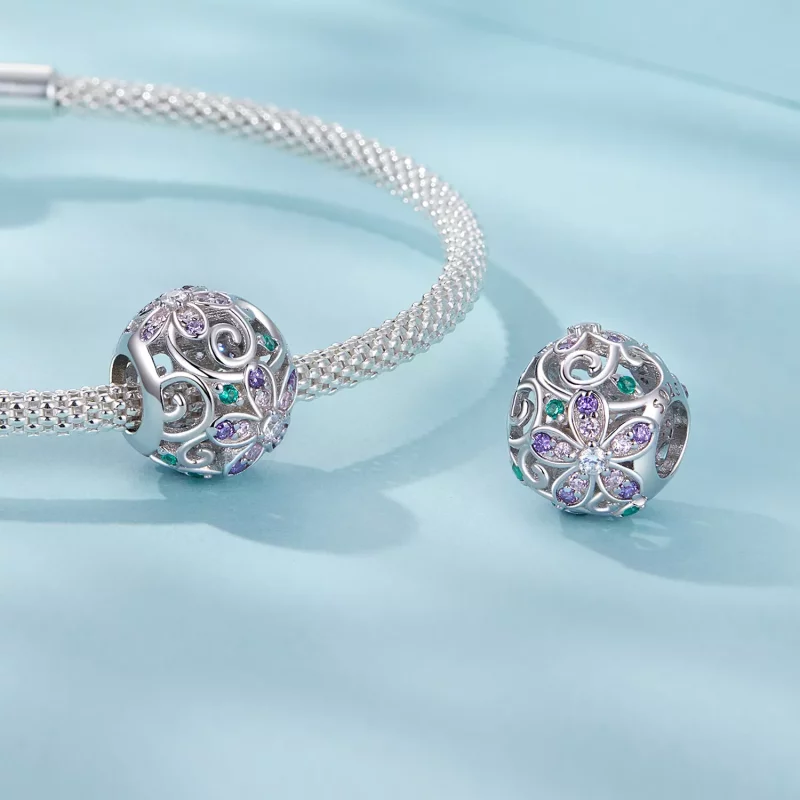 (imagen para) Cuentas de enredadera con flores estilo PANDORA - SCC2741 - Ver 4