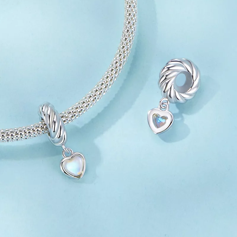 (imagen para) Cuentas espaciadoras de silicona con forma de corazón inteligente estilo PANDORA - Ver 5