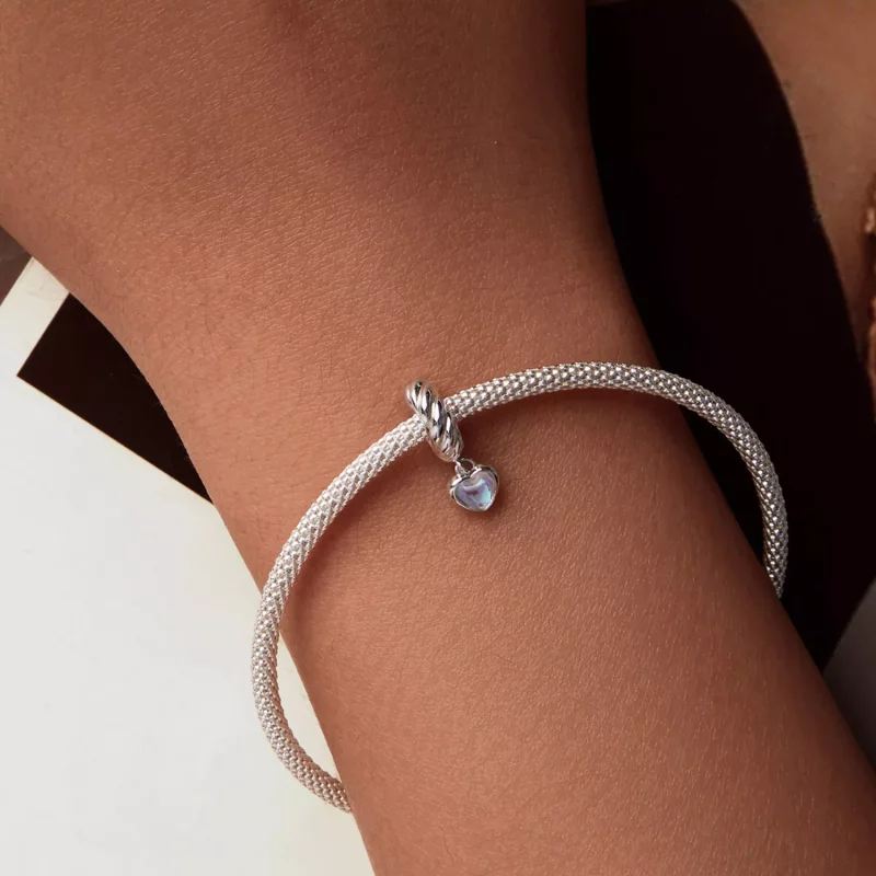 (imagen para) Cuentas espaciadoras de silicona con forma de corazón inteligente estilo PANDORA - Ver 7