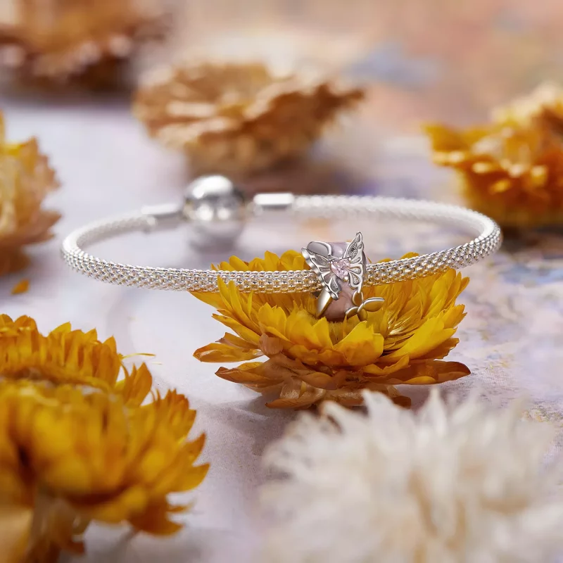 (imagen para) Cuentas espaciadoras de silicona con forma de mariposa Monet estilo PANDORA - BS - Ver 4