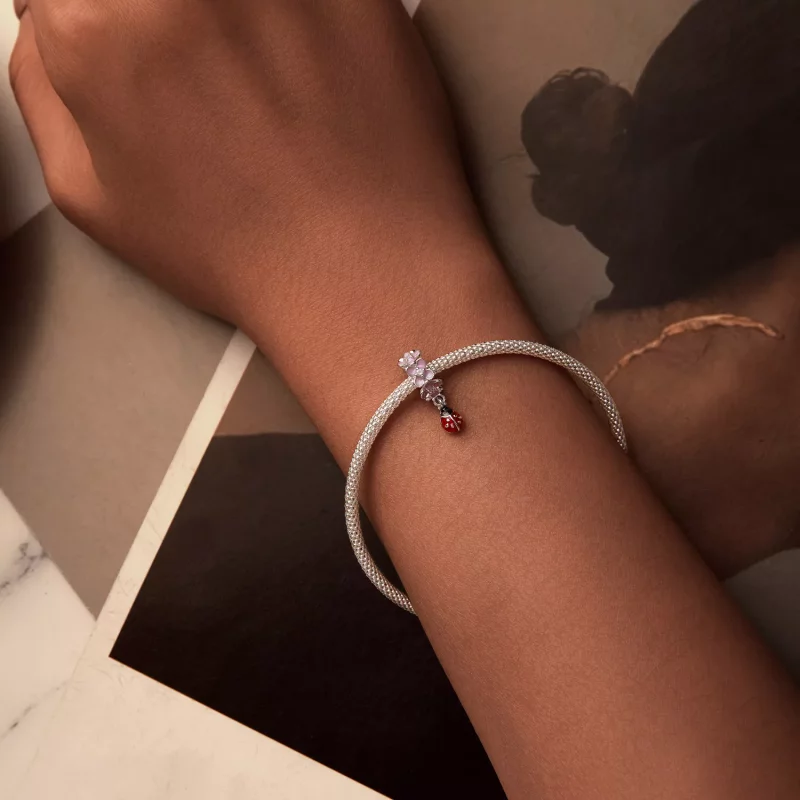 (imagen para) Cuentas separadoras con forma de mariquita y flor estilo PANDORA - SCC2740 - Ver 6