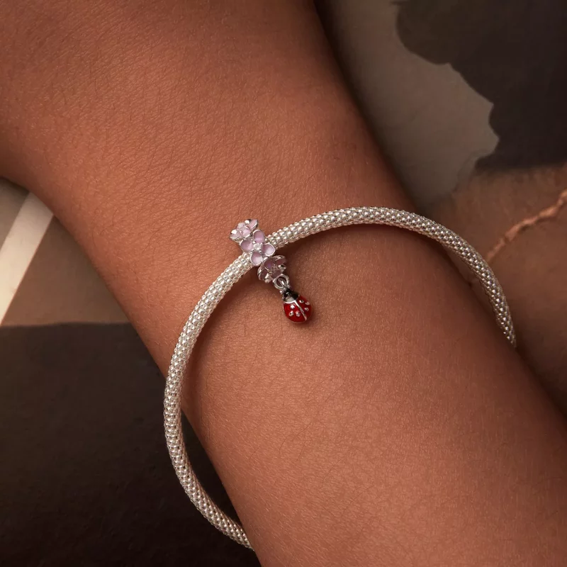 (imagen para) Cuentas separadoras con forma de mariquita y flor estilo PANDORA - SCC2740 - Ver 7