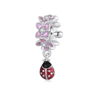 (imagen para) Cuentas separadoras con forma de mariquita y flor estilo PANDORA - SCC2740