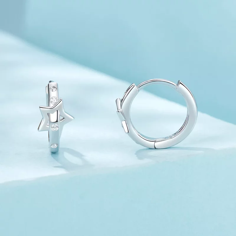 (imagen para) Dijes con hebilla para la oreja con forma de estrella estilo PANDORA - SCE1726 - Ver 2