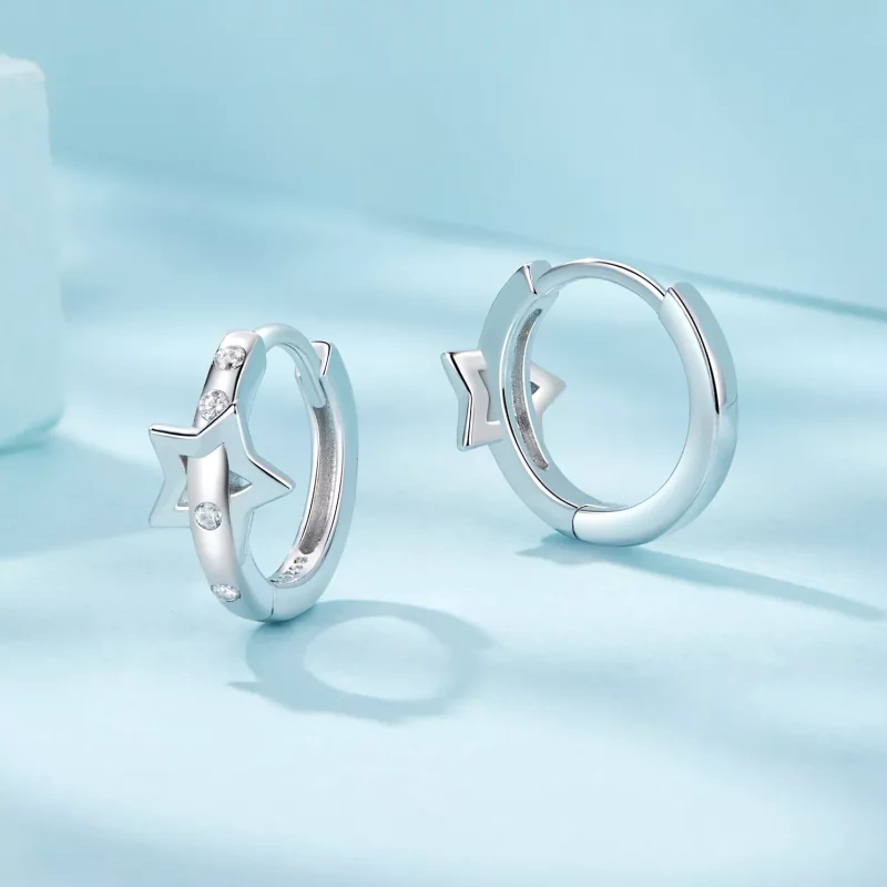 (imagen para) Dijes con hebilla para la oreja con forma de estrella estilo PANDORA - SCE1726 - Ver 3