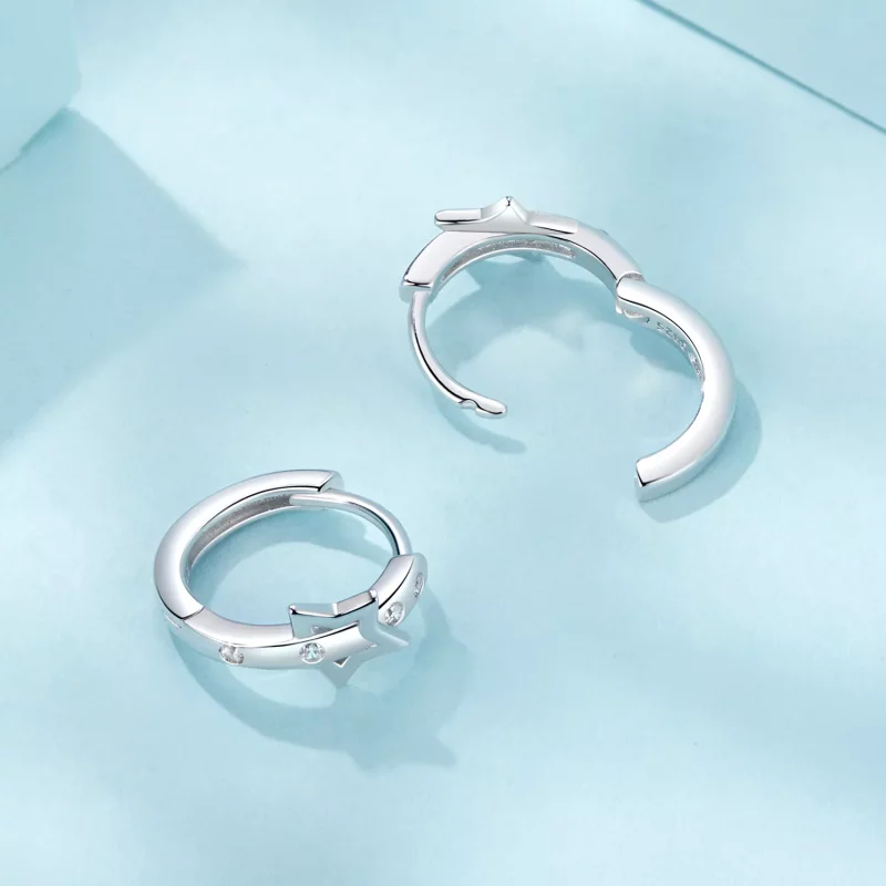 (imagen para) Dijes con hebilla para la oreja con forma de estrella estilo PANDORA - SCE1726 - Ver 4