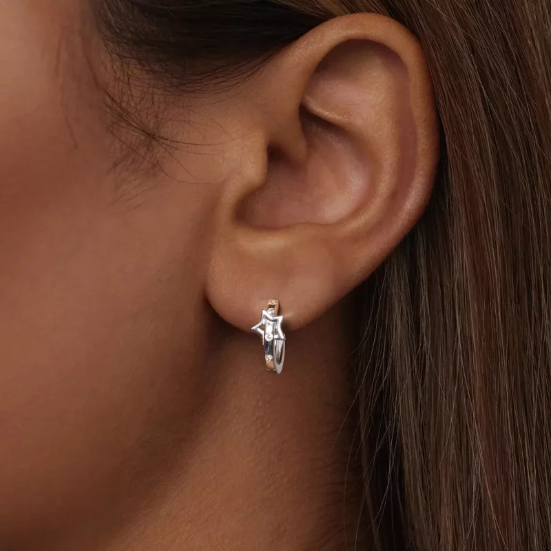 (imagen para) Dijes con hebilla para la oreja con forma de estrella estilo PANDORA - SCE1726 - Ver 6