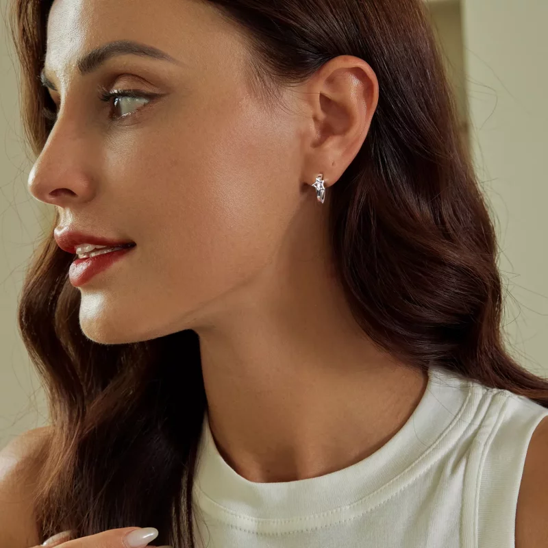 (imagen para) Dijes con hebilla para la oreja con forma de estrella estilo PANDORA - SCE1726 - Ver 7